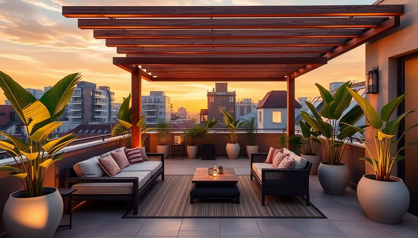 Sân thượng xanh mát thư giãn